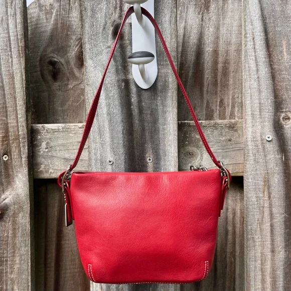 Vintage Mini Coach Demi Legacy Duffle bag Red Leather - Picture 10 of 13